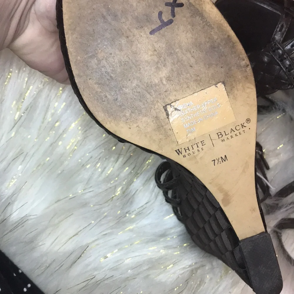 White House black market 7.5 brown wedge braided
